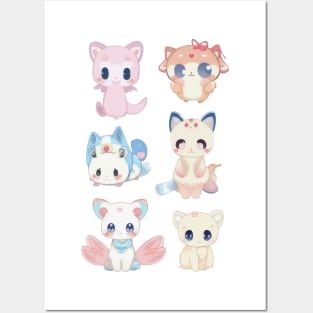 Cute Kawaii Cats Posters and Art